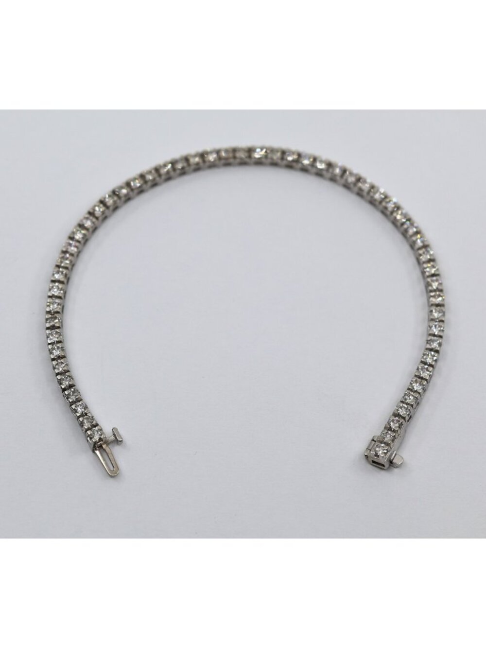 14K Solid White Gold Designer Round Cut Diamond Tennis Link Bracelet - 7" Length